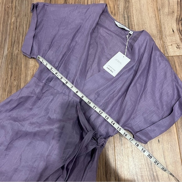 NWT & Other Stories Linen Wrap Mini Dress Lilac - Picture 11 of 12